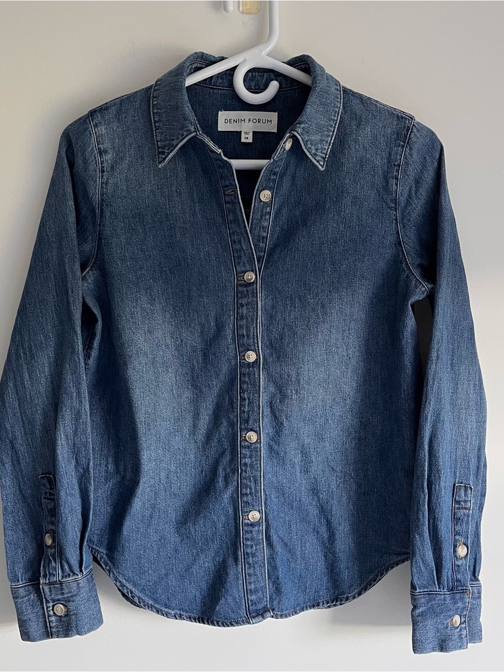 Denim Forum Fitted Denim Button Down Shirt